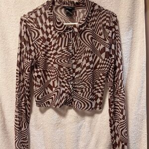 Geometric Brown Women's Crop Top